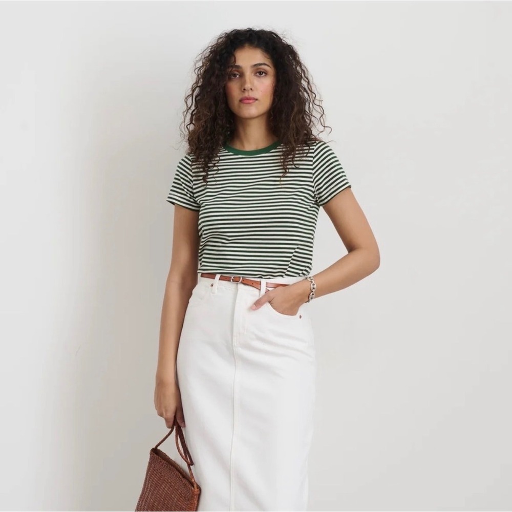 NWT Alex Mill Prospect tee striped green white XS cotton coastal preppy classic